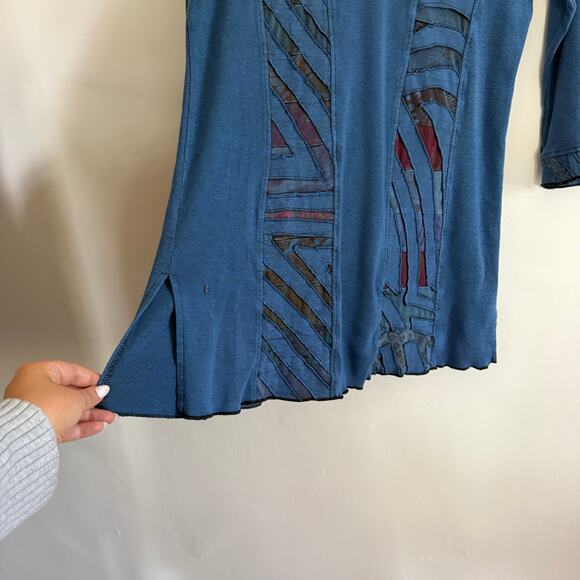 PARSLEY & SAGE | Blue Cotton Jersey Tunic Dress Artwear Art to wear | Large - Picture 5 of 7